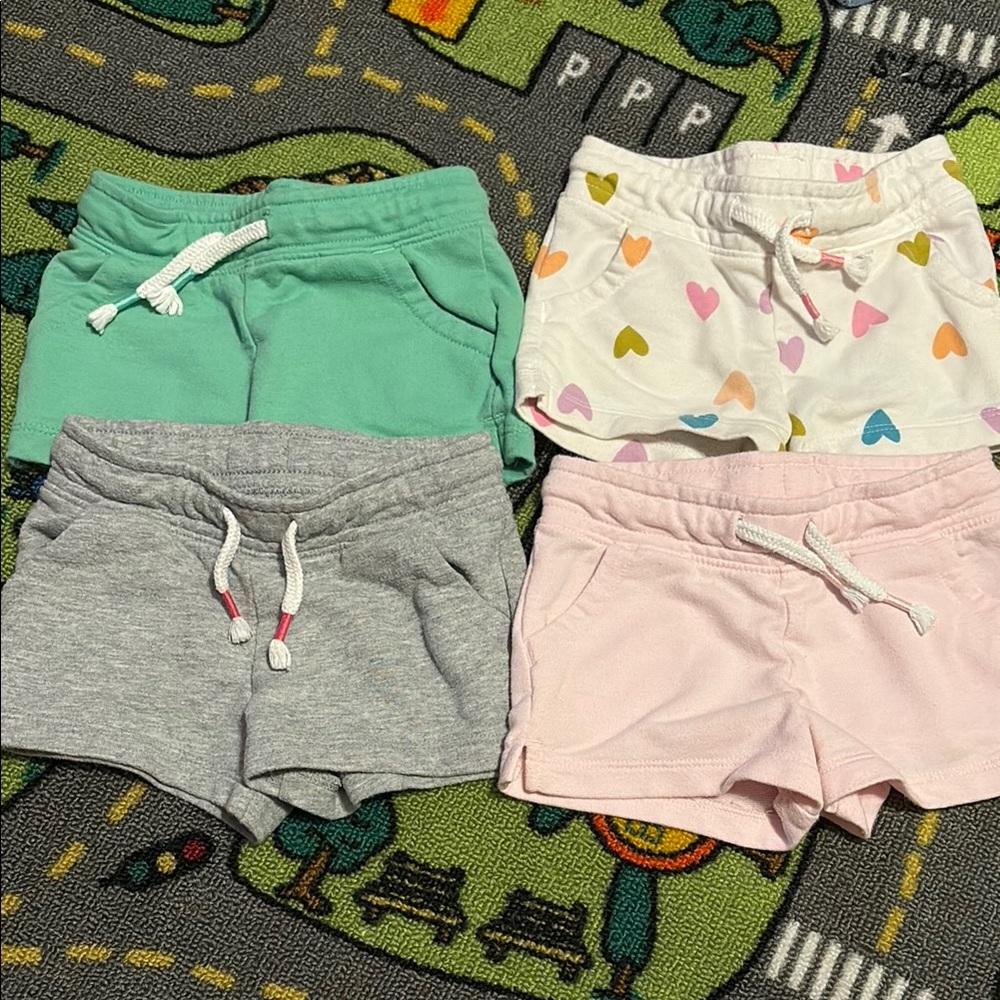 Cat & Jack Green and Gray Play Shorts Elastic Waistband